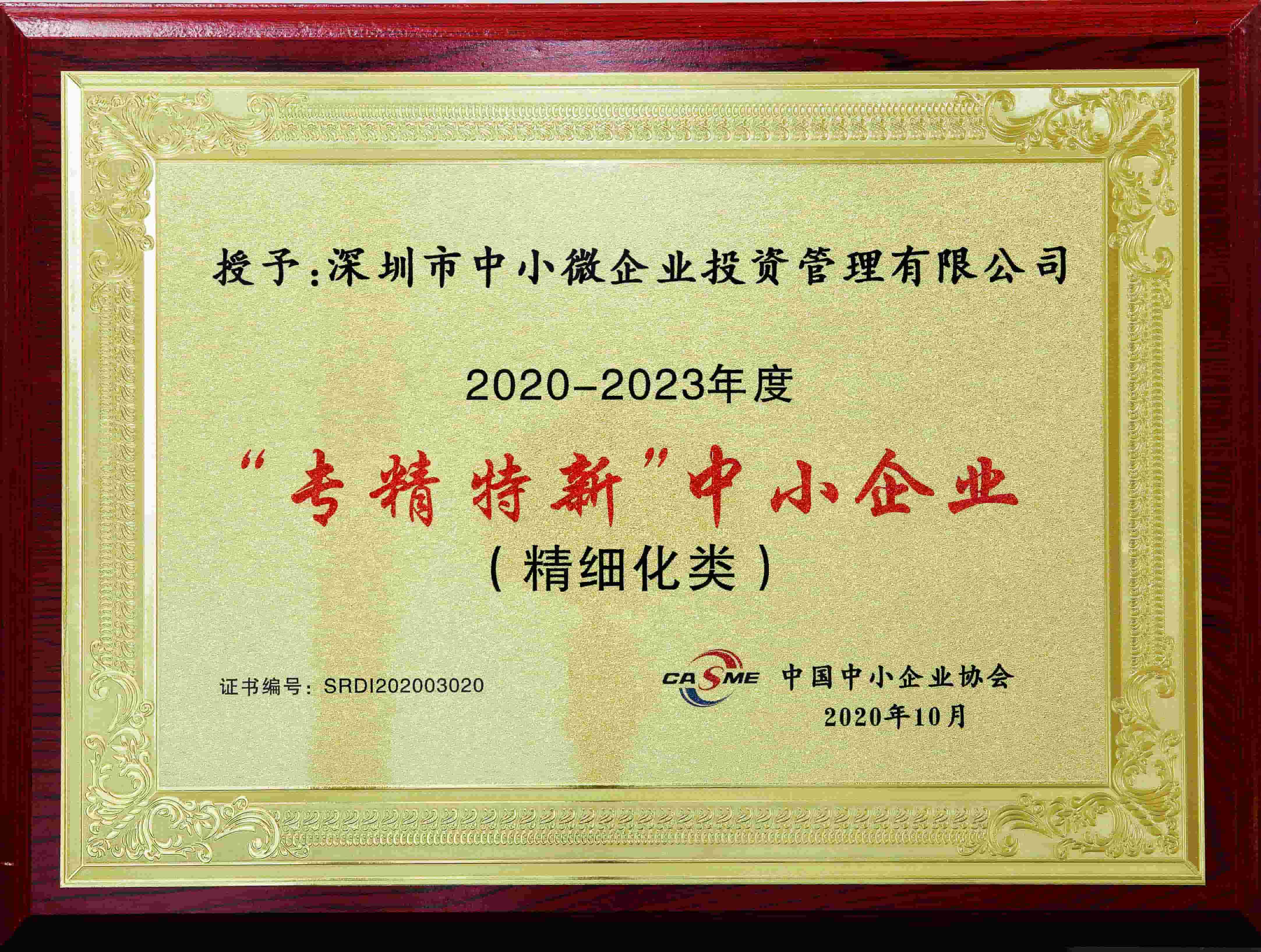 2020年“專精特新”中小企業(yè)